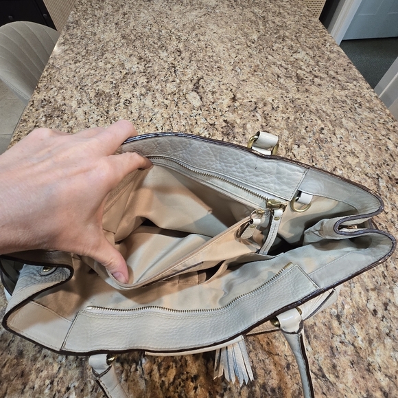 Coach Hampton Off White Leather Carryall Satchel Purse Handbag 10529 - Picture 3 of 16